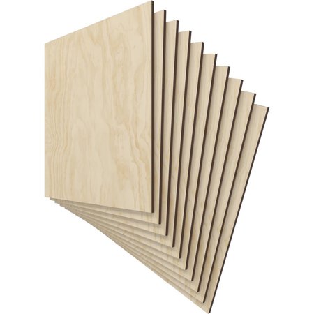Ekena Millwork 15 3/4W x 15 3/4H x 1/4T Wood Hobby Boards, Birch, 10PK HBW16X16X250CBI
